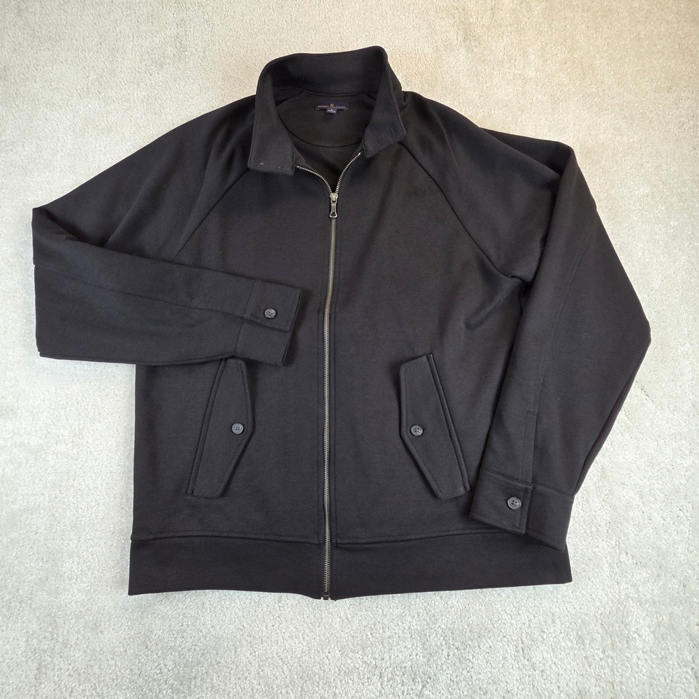 Brooks Brothers Bomber Jacket Mens L Black Full Zip Stretch Lightweight Preppy
